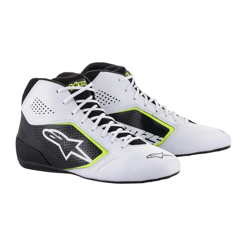 Bottines karting Alpinestars Tech 1-K blanc jaune fluo