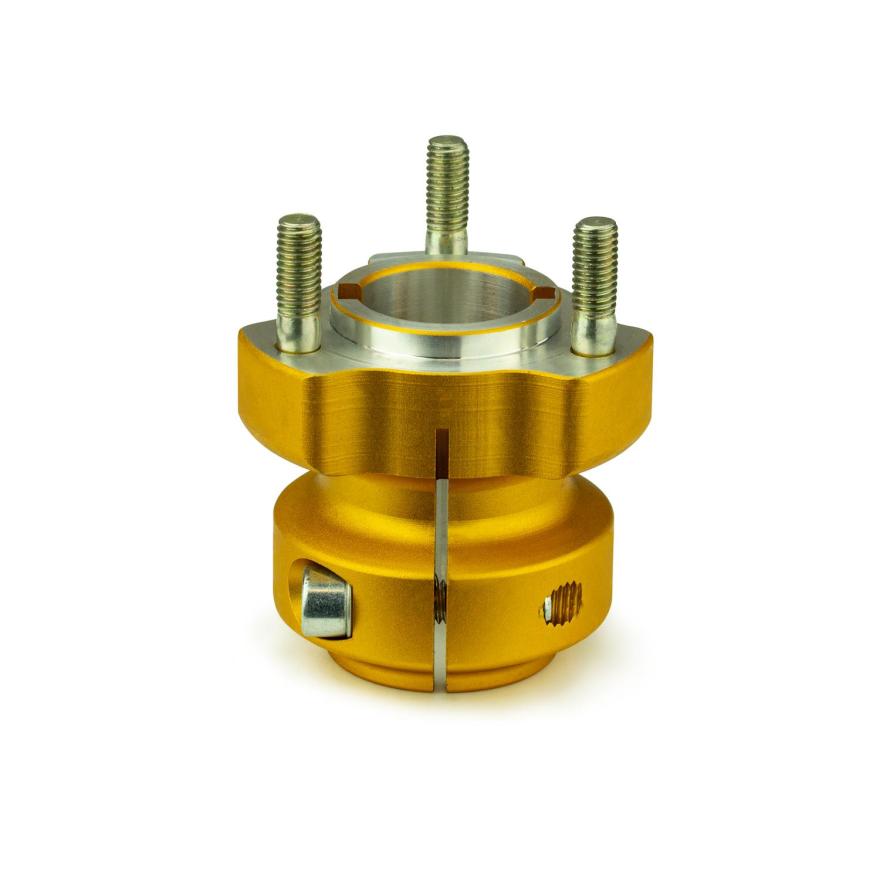 Moyeu arrière karting 30 mm — coloris or, aluminium anodisé haute résistance