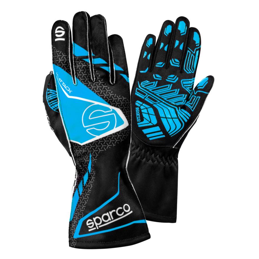 Gants karting Sparco K-Attack noir jaune – adhérence silicone 3D tailles enfant adulte