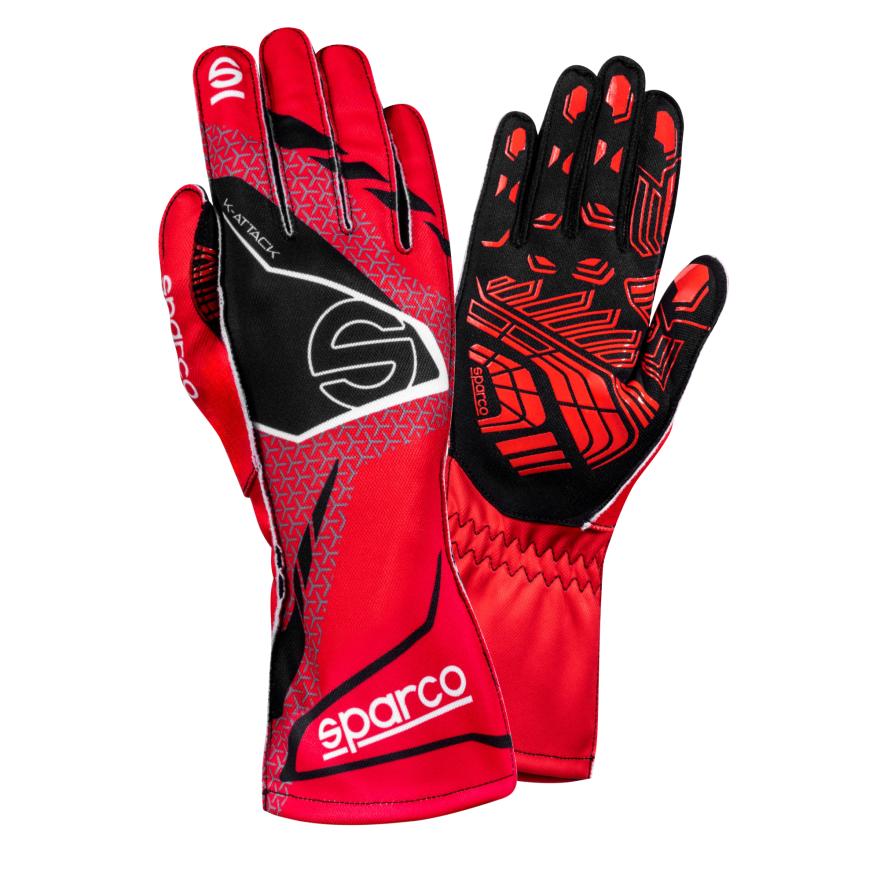 Gants karting Sparco K-Attack noir jaune – adhérence silicone 3D tailles enfant adulte