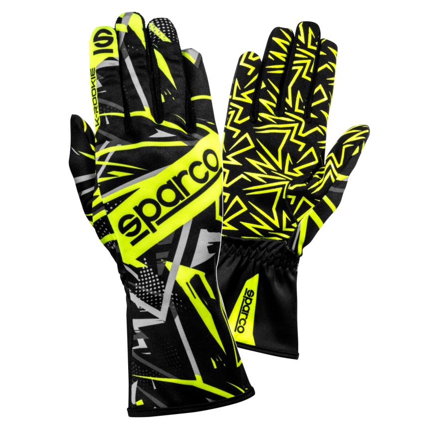 Gants karting Sparco K-Rookie — coloris blanc, bleu et jaune disponibles